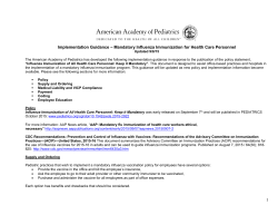 Implementation Guidance &ndash; Mandatory Influenza Immunization for Health Care Personnel - Updated 9/8/15