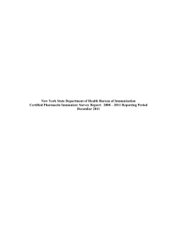 Certified Pharmacist Immunizer Survey Final Report 2008-2011 Reporting Period