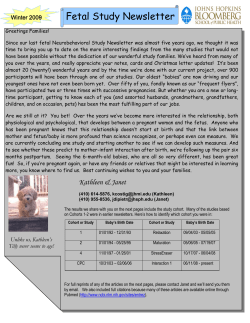 Fetal Development Study Newsletter