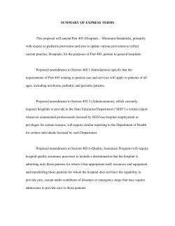 Amendment of Part 405 of Title 10 NYCRR (Hospital Pediatric Care)