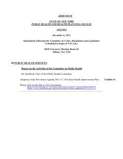 Prevention Agenda 2013-17, The State Health Improvement Plan