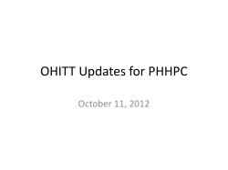 OHITT Updates for PHHPC Presentation