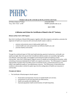 A Mission and Vision for Certificate of Need in the 21st Century