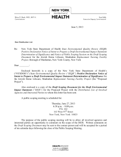 Positive Declaration Notice of Intent to Prepare a Draft Environmental Impact Statement (DEIS) Cover Letter