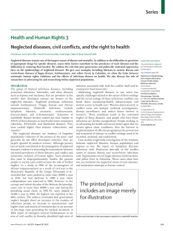 Beyrer C, Villar JC, Suwanvanichkij V, Singh S, Baral S, Mills E. Neglected Diseases, Civil Conflicts and the Right to Health. Lancet 2007 Aug;370(9587):619-627.