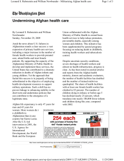 Undermining Afghan Health Care