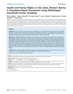 Health and Human Rights in Chin State, Western Burma: A Population-Based Assessment Using Multistaged Household Cluster Sampling