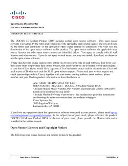 Open Source Disclaimer for DOCSIS 3.0 Modem Products BIOS (DPC/EPC/DPQ3xxx_BFC1A)