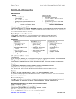 Resumes and Curriculum Vitae Overview