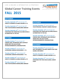 Passport Career Global Training Events - FALL 2015