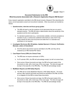 Document Submission to the IRB