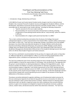 First Year Advising Task Force Report