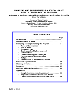 School-Based Health Center Dental Guidance for Providers