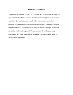 11-02 - Sections 415.3 of Title 10 NYCRR &ndash; Nursing Home Transfers and Discharge Rights