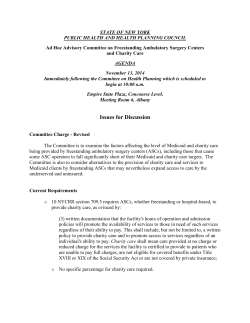 Ad Hoc Committee on Freestanding Ambulatory Surgery Centers and Charity Care Agenda
