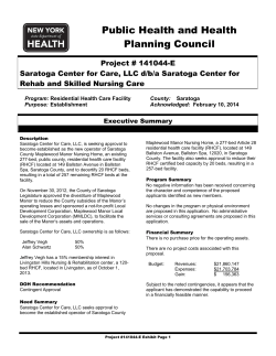Project # 141044-E Saratoga Center for Care, LLC d/b/a Saratoga Center for Rehab and Skilled Nursing Care