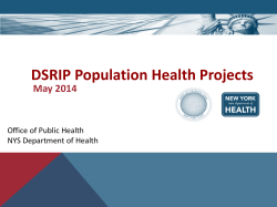DSRIP Population Health Projects - May 2014