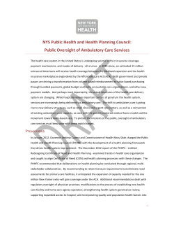 Ambulatory Care Services Draft Report