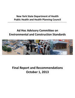 Ad Hoc Advisory Committee on Environmental and Construction Standard's Final Report and Recommendations