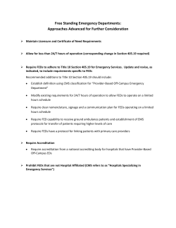 Free Standing Emergency Departments: Approaches Advanced for Further Consideration