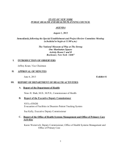 Public Health and Health Planning Council Agenda