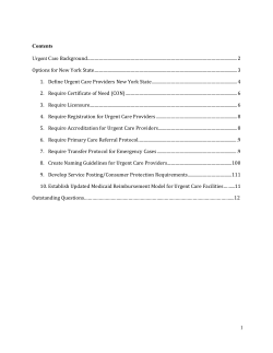 NYS Urgent Care Policy Options Paper