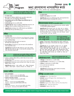 WIC Acceptable Foods Card – Bengal