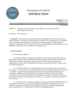 Department of Defense, Instruction Number 3216.02, November 8, 2011