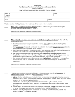 Checklist for New Disclosure Requirements for Hospitals and Extension Clinics (Surprise Bills Law)