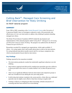 Cutting Back: Managed Care Screening and Brief Intervention for Risky Drinking