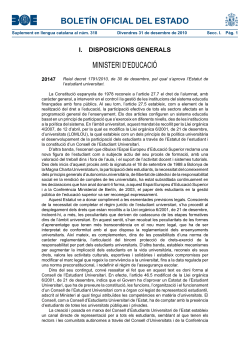 Reial Decret 1791/2010, de 30 de desembre, pel qual s'aprova l'Estatut de l'estudiant universitari.