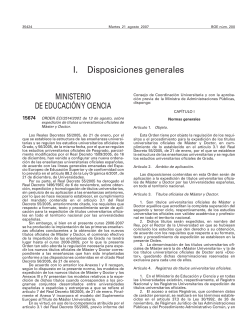 Ordre ECI/2514, de 13 d'agost, sobre expedici de t tols universitaris oficials de m ster i doctor