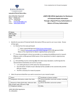 Application for the Disclosure of Protected Health Information