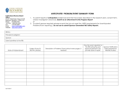 Anticipated Event Summary Form
