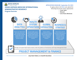 Johns Hopkins Medicine International Administrative Residency 2014