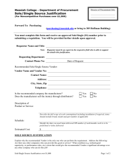 Sole/Single Source Justification Form