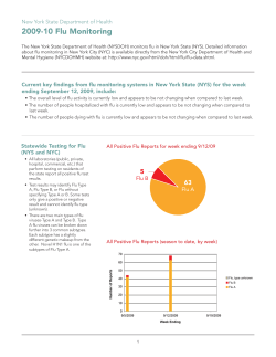 The New York State Department of Health 2009-2010 Flu Monitoring is also available in Portable Document Format
