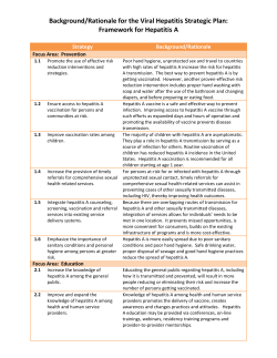 Background/Rationale for the Viral Hepatitis Strategic Plan: Framework for Hepatitis A
