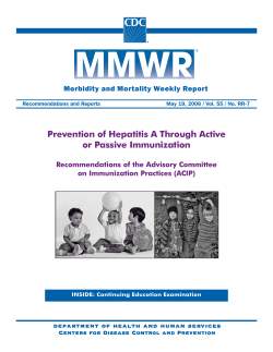 Prevention of Hepatitis A Through Active or Passive Immunization: Recommendations of the Advisory Committee on Immunization Practices (ACIP).