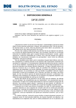 Llei org nica 8/2013, de 9 de desembre, per a la millora de la qualitat educativa