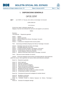 Llei 14/2011, d'1 de juny, de la Ci ncia, la Tecnologia i la Innovaci .