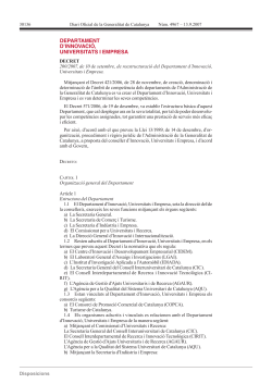 Decret 200/2007, de 10 de setembre, de reestructuraci del Departament d'Innovaci , Universitats i Empresa