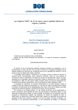Ley Org nica 3/2007, de 22 de marzo, para la igualdad efectiva de mujeres y hombres.