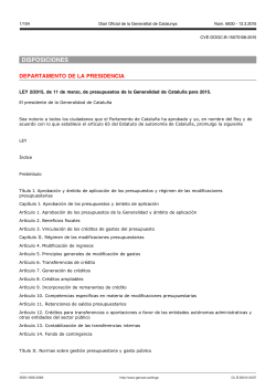 Ley 2/2015, de 11 de marzo, de presupuestos de la Generalitat de Catalunya para el 2015.