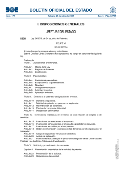 Ley 24/2015 de 24 de julio, de Patentes.