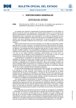 Real Decreto-ley 20/2012, de 13 de julio, de medidas para garantizar la estabilidad presupuestaria y de fomento de la competitividad.