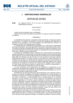 Ley Org nica 2/2012, de 27 de abril, de Estabilidad Presupuestaria y Sostenibilidad Financiera.
