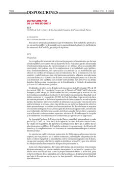 DOG-Ley 32/2010 de 1 de octubre de la Autoridad Catalana de Protecci n de Datos