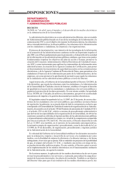 DOGC- Decreto 56/2009, de 7 de abril, para el Impulso y Desarrollo de los Medios Electr nicos en la Administraci n de la Generalitat de Catalunya