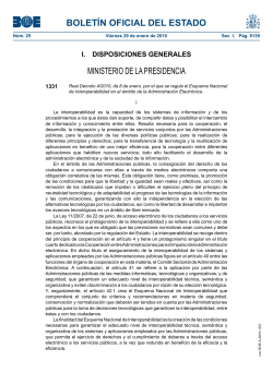 Real Decreto 4/2010, de 8 de enero, por el que se regula el Esquema Nacional de Interoperabilidad en el mbito de la Administraci n Electr nica.